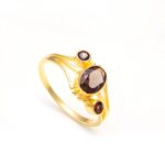 Genuine Smoky Quartz Oval Shape Designer Ring 14k Gold Delicate Jewelry For Lover