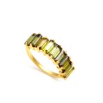 Natural Tourmaline Baguette Shape Engagement Ring 14k Gold Anniversary Jewelry