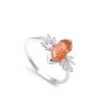 AAA++ Sunstone Hexagon Engagement Ring 925 Sterling Silver Handmade Jewelry