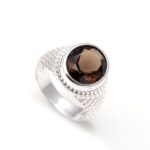 AAA Quality Smokey Quartz Engagement Ring For Men 925 Sterling Silver Gemstone Jewelry