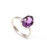 AAA++ Pink Amethyst Fancy Shape Statement Ring 925 Sterling Silver Unique Jewelry
