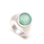 Natural Aqua Chalcedony Sterling Silver Handmade Men's Engagement Ring Birthday Gift