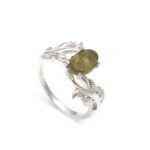 Meteorite Moldavite Oval Leaf Designer Ring 925 Sterling Silver Jewelry For Anniversary Gift