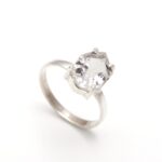 100% Natural White Crystal Fancy Shape Ring 925 Sterling Silver Statement Jewelry For Her