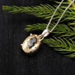 Natural Citrine Quartz Oval Shape Chain Pendant 925 Sterling Silver Wedding Jewelry