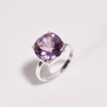 Natural Pink Amethyst Cushion Shape Propose Ring 925 Sterling Silver Statement Jewelry