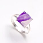 Natural Purple Fluorite Square Shape Ring 925 Sterling Silver Statement Jewelry Valentines Gift For Lover