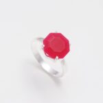 Natural Hot Pink Chalcedony Octagon Shape Ring 925 Sterling Silver Anniversary Jewelry For Her