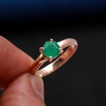Natural Green Onyx Hexagon Shape Minimal Ring Solid Silver Rose Gold Plated Jewelry