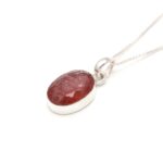 Natural Red Strawberry Quartz Oval Shape Pendant 925 Sterling Silver Handmade Jewelry