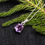 Natural Pink Amethyst Fancy Shape Minimalist Pendant 925 Sterling Silver Gemstone Jewelry