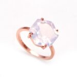 Natural Lavender Quartz Hexagon Shape Statement Ring Solid Silver Rose Gold Plated Healing Jewelry