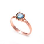 Natural Labradorite Hexagon Shape Minimalist Ring Solid Silver Rose Gold Plated Jewelry For Her