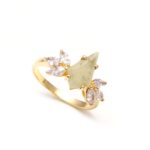 Natural Prehnite Kite Shape Birthstone Ring 14k Gold Wedding Jewelry Birthday Gift For Lover