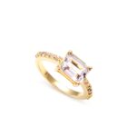 Natural White Topaz Octagon Shape Statement Ring 14k Gold Wedding Jewelry Gift For Daughter