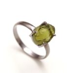 Moldavite Oval Shape Statement Ring 925 Sterling Silver Black Oxidized Jewelry Promise Gift
