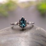 Natural London Blue Topaz Marquise Shape Ring 925 Sterling Silver Black Oxidized Jewelry Gift For Her