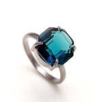London Blue Topaz Octagon Shape Ring 925 Sterling Silver Black Oxidized Statement Jewelry For Him