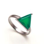 Natural Green Onyx Triangle Shape Ring 925 Sterling Silver Black Oxidized Jewelry Gift For Lovers