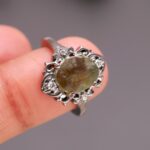 Czech Republic Moldavite Oval Shape Designer Ring 925 Sterling Silver Black Oxidized Handmade Jewelry