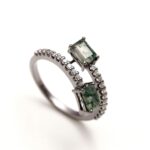 Natural Moss Agate Octagon Shape Ring 925 Sterling Silver Black Oxidized Vintage Jewelry For Love