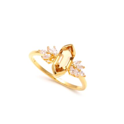 Natural Citrine Elongated Hexagon Ring, 14k Gold Handmade Jewelry, Vintage Ring, Elegant Ring, Gemstone Ring, Engagement Ring, Birthday Gift