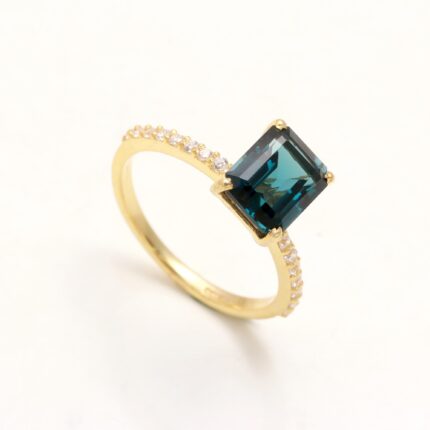 Natural London Blue Topaz Octagon Ring, 14k Gold Vintage Jewelry, Blue Crystal Ring, Dainty Ring, Chakra Ring, Bohemian Ring, Wedding Gift