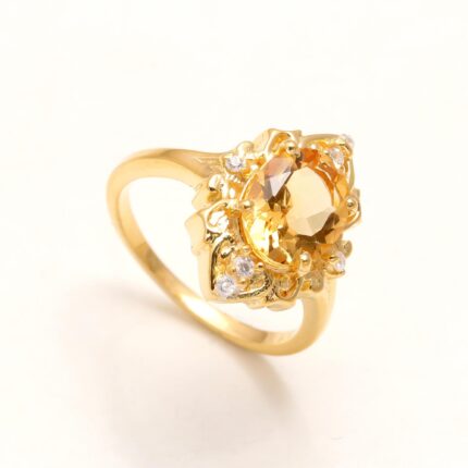 Natural Citrine Oval Shape Ring, 14k Gold Solitaire Jewelry, Bohemian Ring, Delicate Ring, Dainty Ring, Bohemian Ring, Birthday Gift For Her