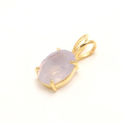 Natural Lavender Quartz Oval Pendant, 14K Gold Chunky Jewelry, Bohemian Pendant, Charm Necklace, Boho Necklace, Birthday Gift For Lovers