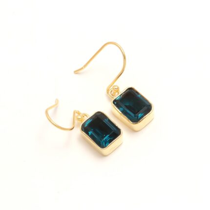 AAA Quality London Blue Topaz Octagon Earrings, 14K Gold Lightweight Jewelry, Charm Earrings, Boho Earrings, Dangle Earrings, Birthday Gift