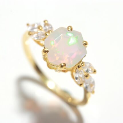 100% Natural Ethiopian Hexagon Shape Ring, 14K Gold Dainty Jewelry, minimalist Ring, Promise Ring, Vintage Ring, Boho Ring, Birthday Gift